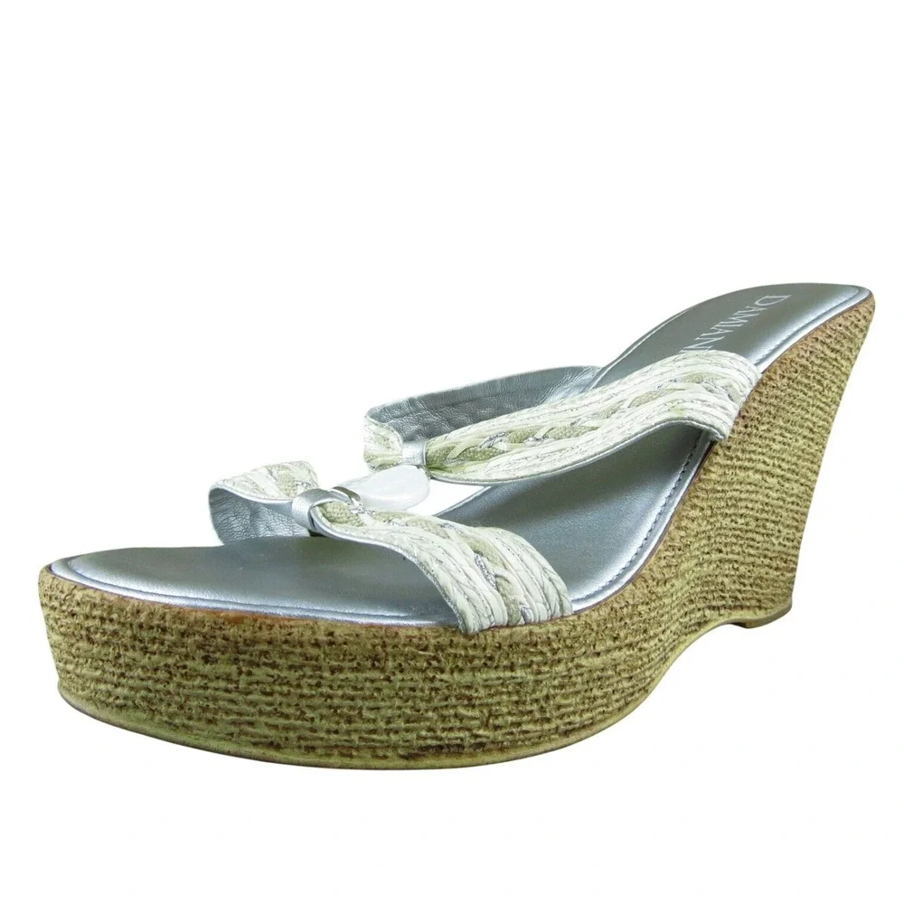 Damiani ‎ Women Slide Sandal Shoes Silver Synthetic Size 10 Medium